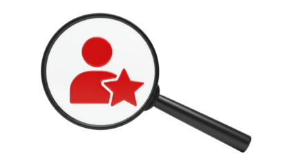 Isolated Magnifying Glass Examining a User Profile