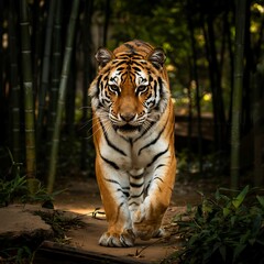 Obraz premium Tiger in various habitats such as zoo rock and wild