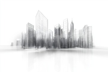 3D transparent glass city, designed for seamless greenscreen and virtual integration