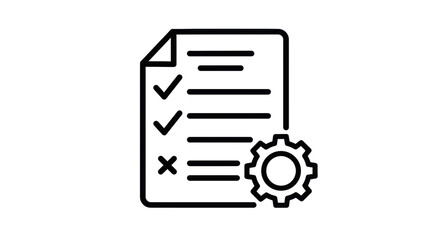 Isolated Checklist with Cogwheel Icon