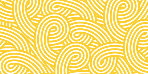 Noodle pattern on yellow background. Spaghetti texture. Abstract background for Italian menu.