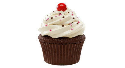 Isolated Cherry Dotted Cupcake