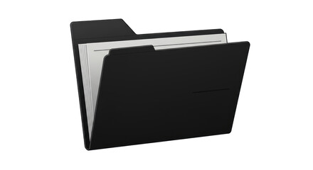 Isolated Black Folder with Papers