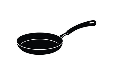 Silhouette design of a a frying pan with a long handle.eps