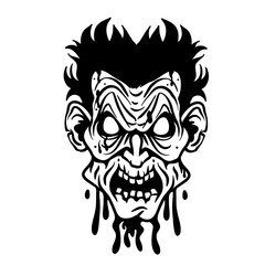 Horror Zombie Face Vector