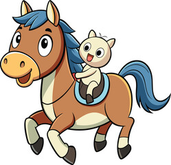 Cartoon horse and rider vector illustration