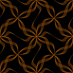 Seamless pattern, lines, gold lines on black background, used as background, fabric printing, tiles, wallpaper.