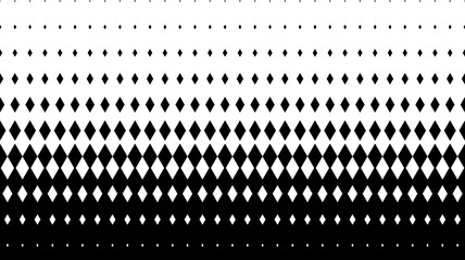 Geometric pattern of black diamonds on a white background.Seamless in one direction.Option with a short fade out.Transition in black