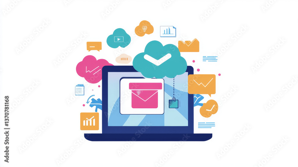 Poster document management and data transfer through cloud technology. exchange data with modern internet t