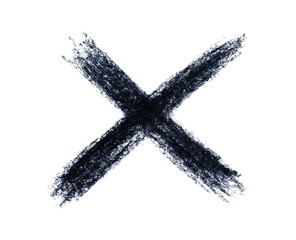 sketch of a hand-drawn black cross on an isolated white background