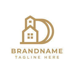 Letter D Home Luxury Logo, symbolizing luxury, elegance, and premium living