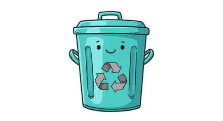 Isolated Recycling Bin with Happy Face