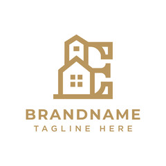 Letter E Home Luxury Logo, symbolizing luxury, elegance, and premium living