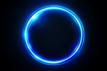 Obraz premium Blue Glowing Neon Light Ring with Energy Effect