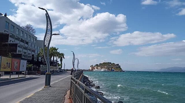 View of a section of the Turkish resort town of Kusadasi