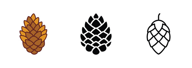 Pine Cone, Hop Cone, Nature Icons Color, Black, Outline