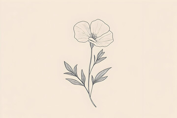 A simple delicate floral illustration with petals and leaves