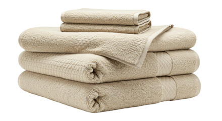 Isolated Stack of Beige Towels