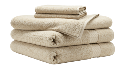 Isolated Stack of Beige Towels