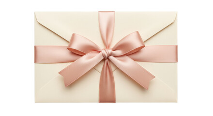 Isolated Envelope with Pink Ribbon Bow