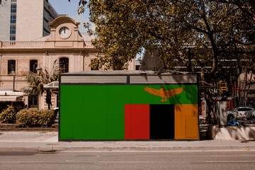 Street Mural Depicting the Flag of Zambia 3D Rendering