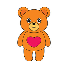 Cute cartoon teddy bear with a heart design.