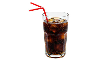 Isolated Cola with Ice Cubes and Straws