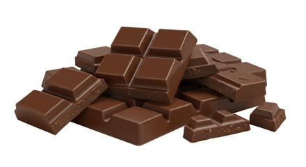 Isolated Pile of Chocolate Pieces