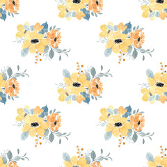 Sweet flower watercolor seamless pattern on white background. Watercolor seamless pattern for beauty products or other.