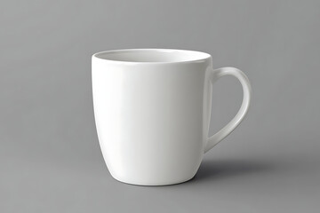 Fototapeta premium Buy white ceramic coffee mug for hot beverages tea cup simple design kitchenware drinkware on grey background