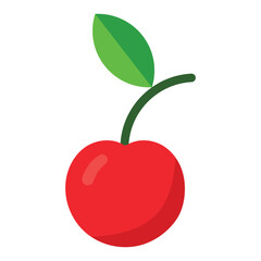 Flat Design Illustration of a Single Cherry