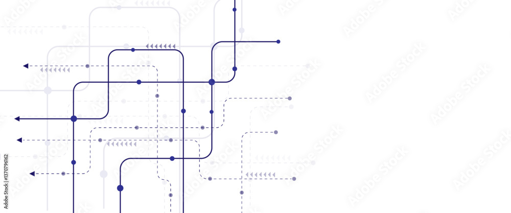 Aufkleber Vector dark blue and white color curved lines, dots with copy space. Technology background with crossed lines and dots.