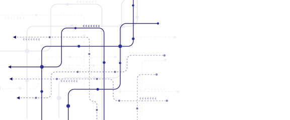 Vector dark blue and white color curved lines, dots with copy space. Technology background with crossed lines and dots.