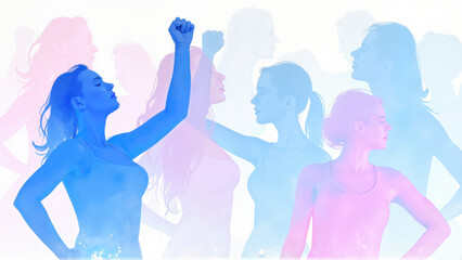 Diverse Women with Empowering Spirit Standing United Against White Background