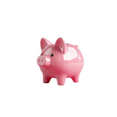 Fototapeta premium A glossy pink piggy bank with a smiling face and pointed ears, designed for saving coins and promoting financial literacy.