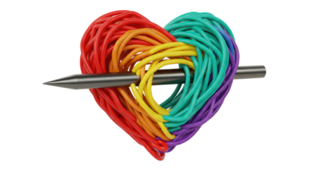 Isolated Rainbow Heart with Arrow