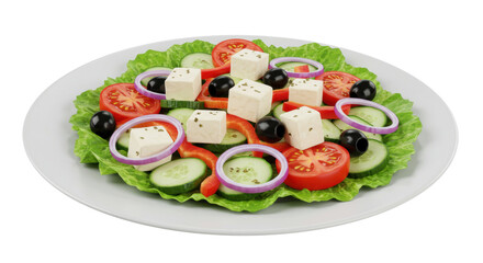 Isolated Plate of Fresh Greek Salad