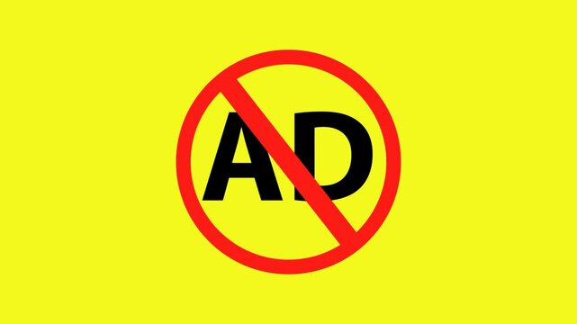 no ad sign animation. motion graphic with simple typography. High quality video