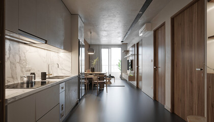 3d render modern living room