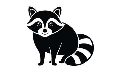 Raccoon black white silhouette