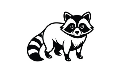 Raccoon black white silhouette