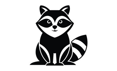 Raccoon black white silhouette