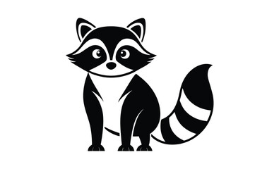 Raccoon black white silhouette