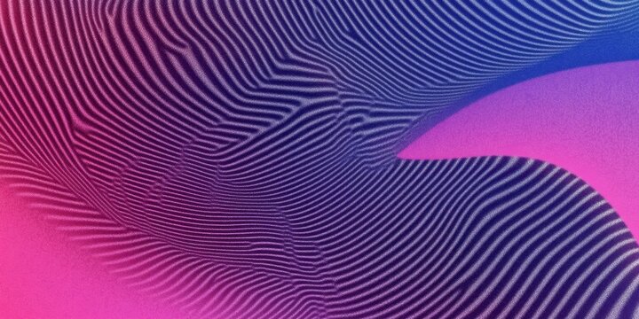 RGA Neon Gradient Wave Texture - A grainy, abstract curvy pattern with a sanded finish, blending soft blue and pink neon hues in a smooth, wavy design, offering a dynamic, futuristic background.