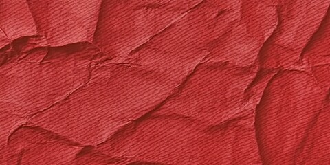Wrinkled Crimson Paper Texture - A crumpled red paper surface with visible creases and folds, creating a textured and festive background perfect for the Spring Festival or Lunar New Year.