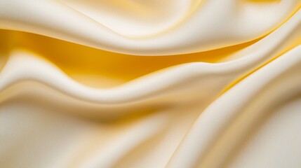 Obraz premium A close-up of soft, luxurious yellow satin fabric with graceful folds and smooth texture.