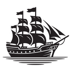 Sailing ship silhouette vector art majestic tall ship illustration