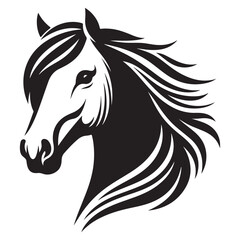 Elegant Horse Head Silhouette Vector Illustration for Equestrian Brands