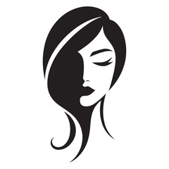 Elegant Woman Silhouette with Flowing Hair and Perfect Makeup
