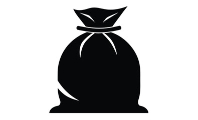 Tied garbage bag icon silhouette, black silhouette of a tied garbage bag in minimal flat design style for vector art 